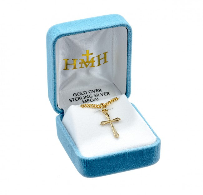 Tapered End Gold Over Sterling Silver Cross