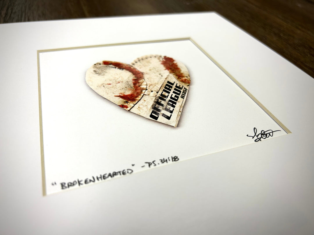 Brokenhearted Framed Heart Print - Matted to 10x10