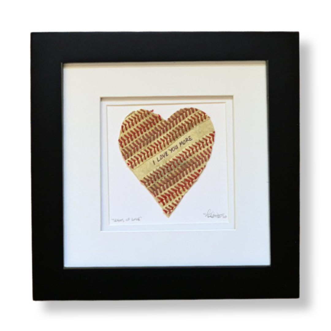 Framed Baseball Heart "I LOVE YOU MORE” Artwork | Handmade Mothers Day Gift Idea