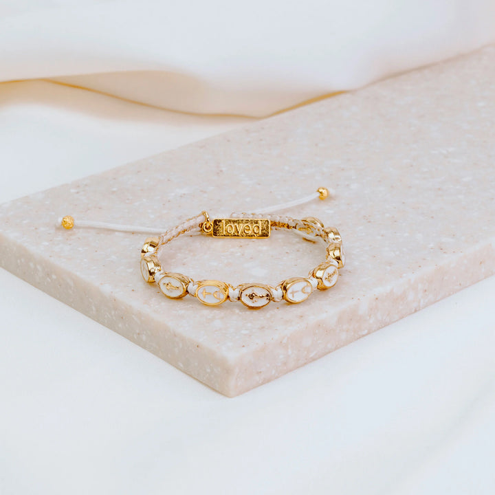 Our Lady of Medjugorje Bracelet - Gold/White