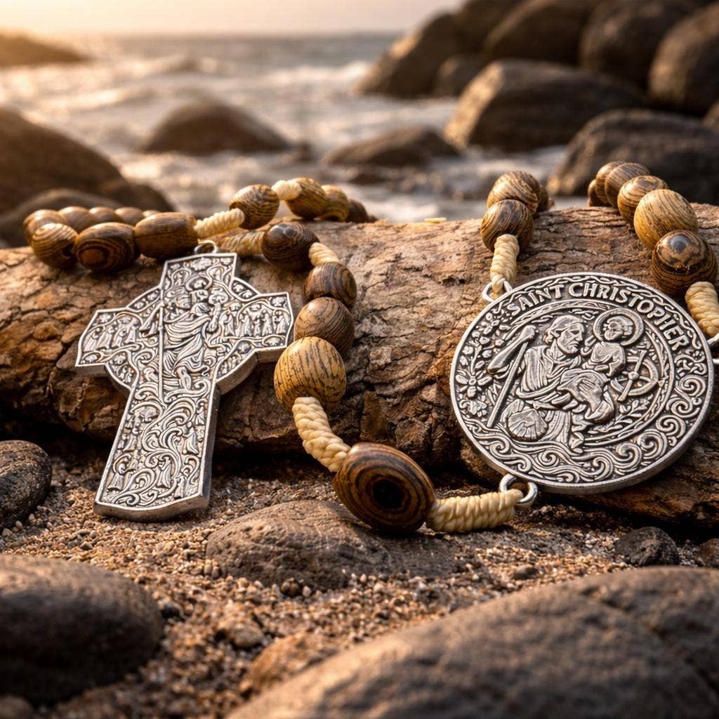 Saint Christopher Oak Catholic Travel Rosary