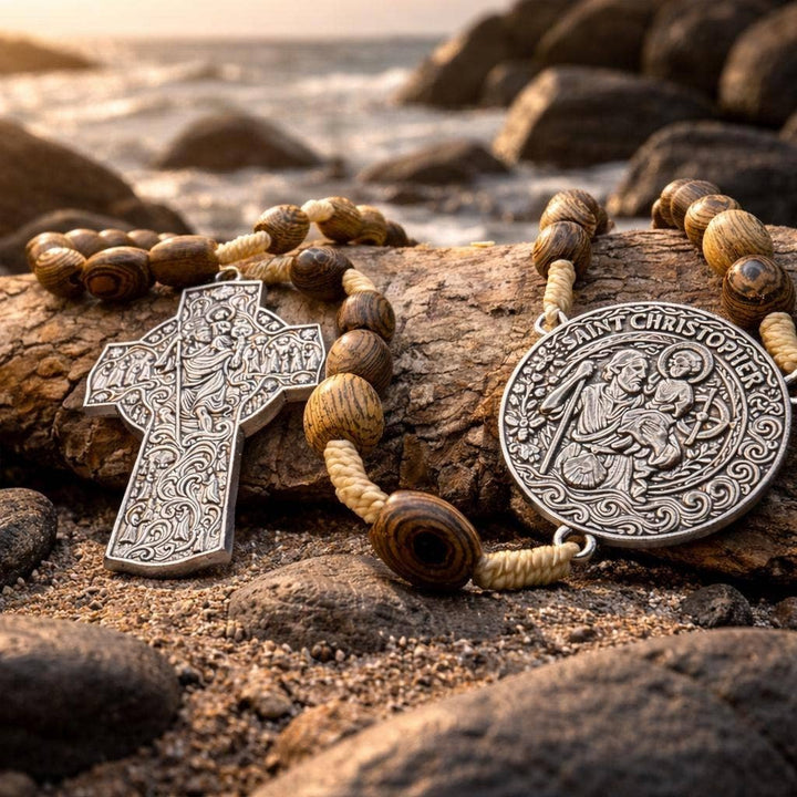 Saint Christopher Oak Catholic Travel Rosary