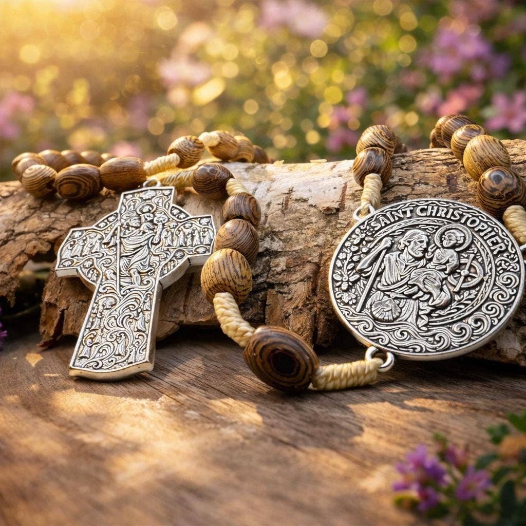 Saint Christopher Oak Catholic Travel Rosary