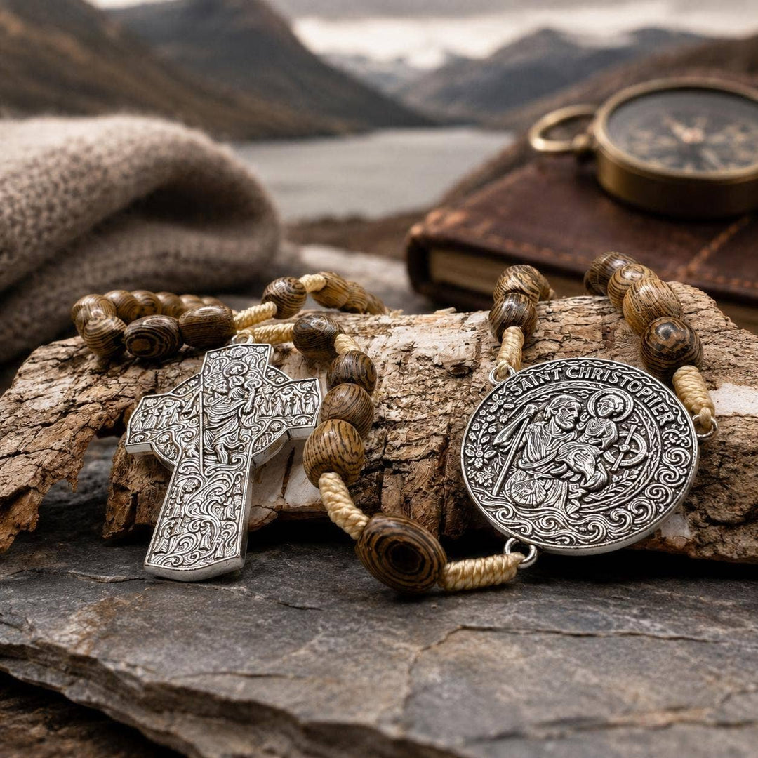Saint Christopher Oak Catholic Travel Rosary