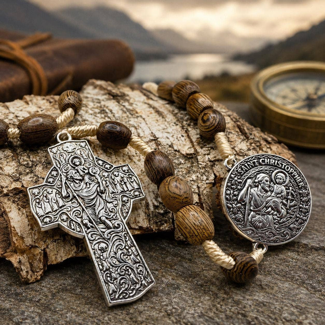 Saint Christopher Oak Catholic Travel Rosary