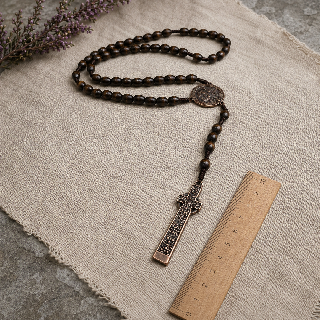 Iona Saint Columba Catholic Rosary - Maple & Bronze