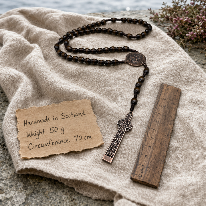 Iona Saint Columba Catholic Rosary - Maple & Bronze