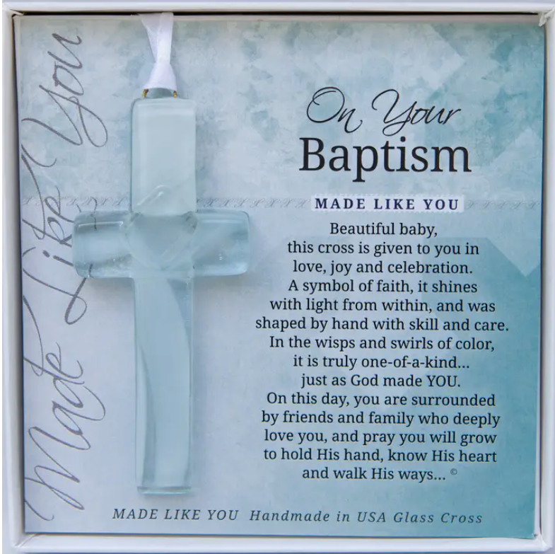 Handmade Glass Cross - Baptism