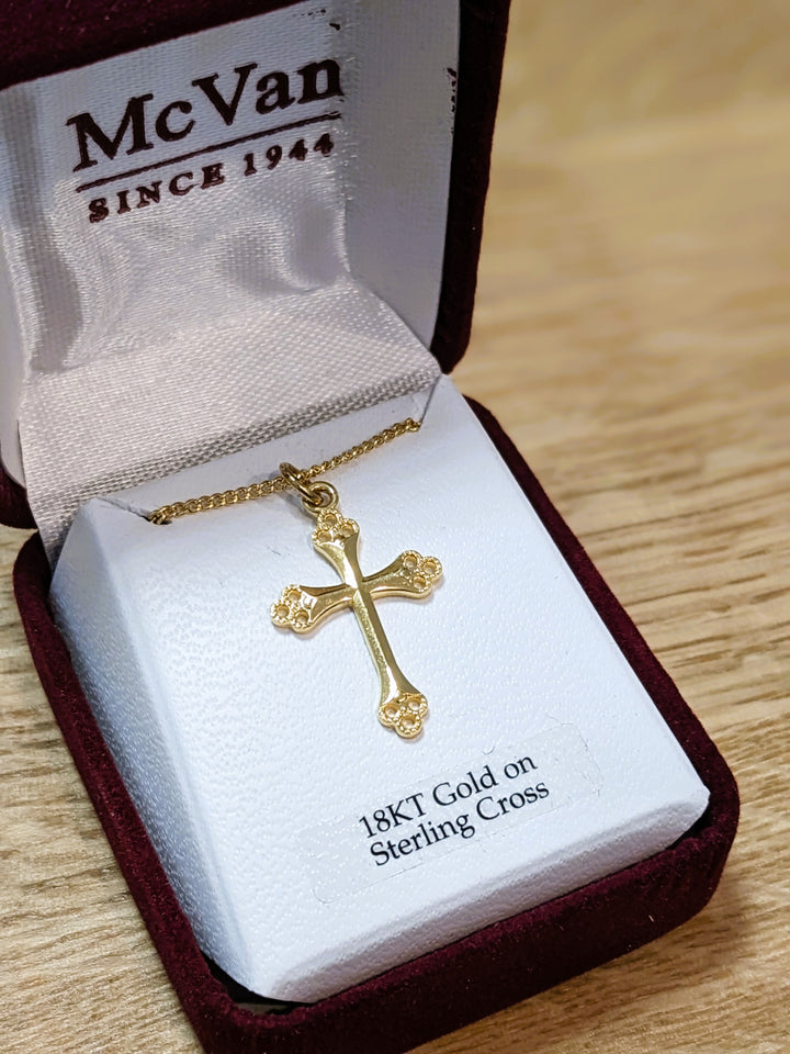 Tri-Circle Tipped Gold over Sterling Silver Cross