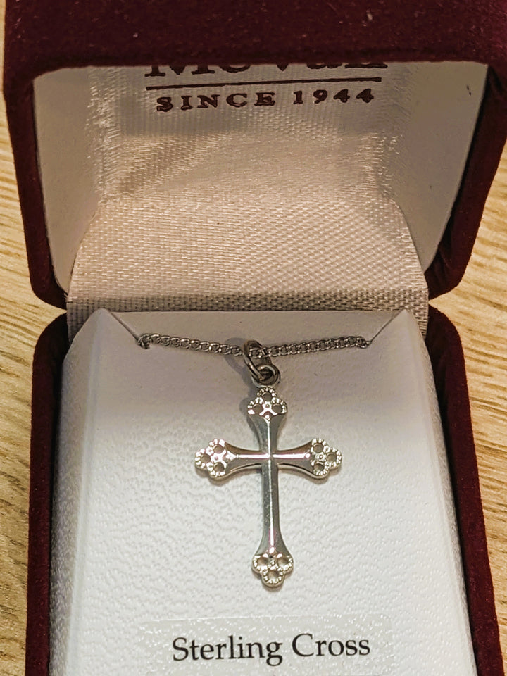 Tri-Circle Tipped Sterling Silver Cross